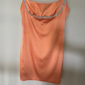 Fashion Nova X-Large Orange Satin Mini Dress